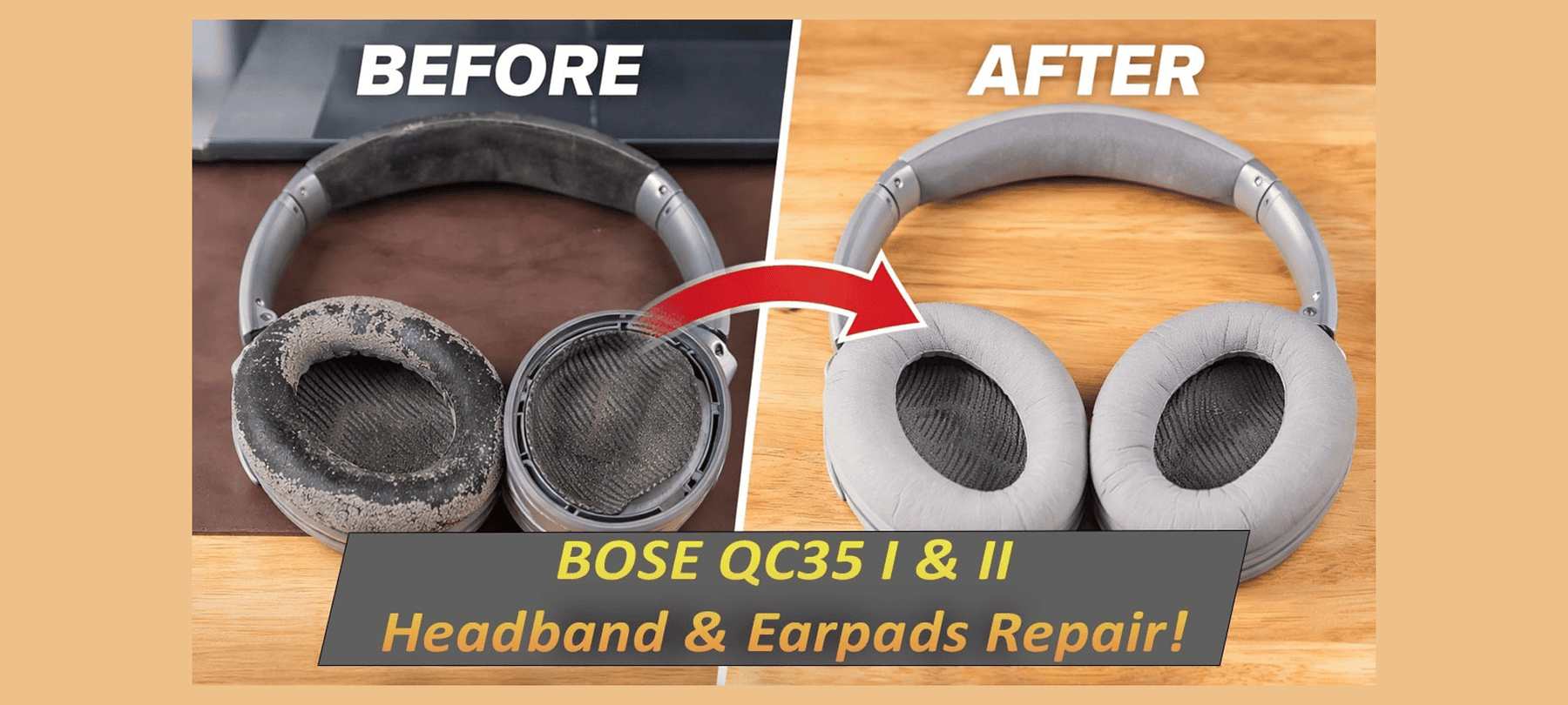 Bose QC35 I and II Headband and Earpad Cushion Replacement