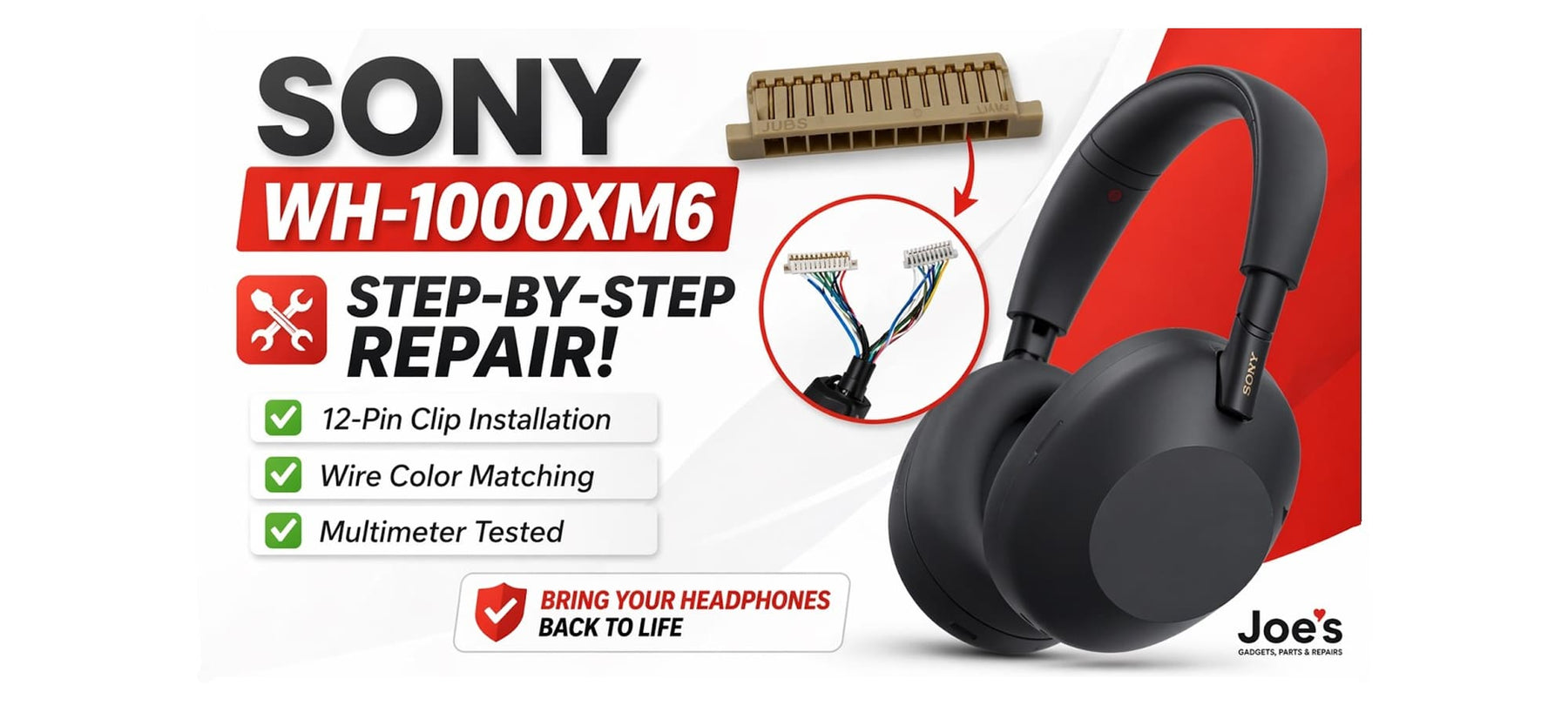 Sony WH-1000XM6 Headband Main Wire 12-pin Connector Replacement Thumbnail