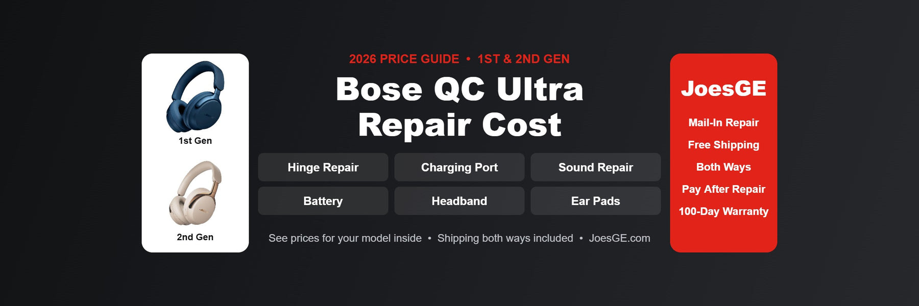 Bose QuietComfort Ultra Repair Cost in 2026: Prices for Every Common Repair