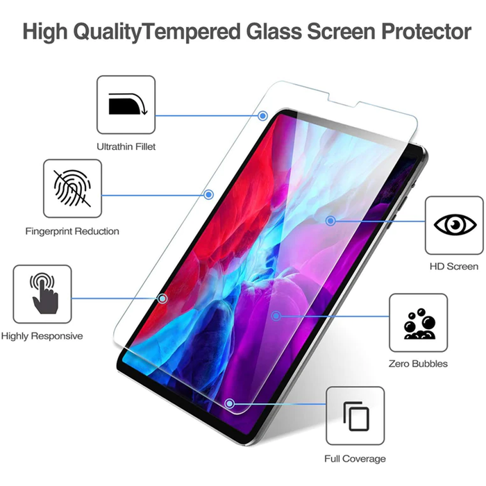 Apple iPad Pro 3 4 12.9" 2018 2020 Tempered Glass Screen Protector (Clear) - Accessories