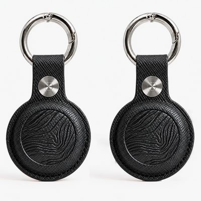 Saffiano Leather AirTag Holder | Mt Baker Topographic Keychain Case for Keys, Bags & Luggage