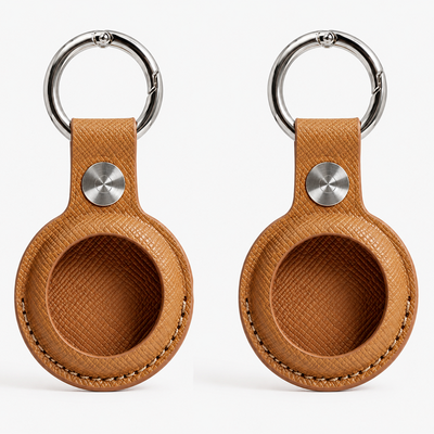 Saffiano Leather AirTag Holder | Mt Baker Topographic Keychain Case for Keys, Bags & Luggage