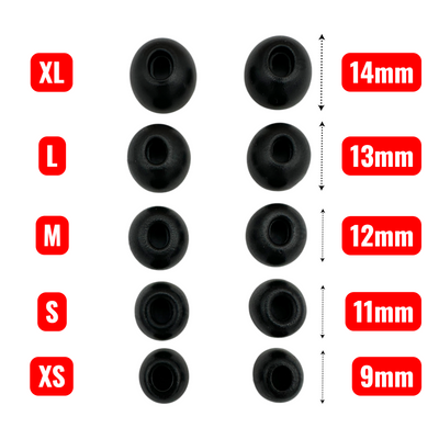 Apple AirPods Pro Memory Foam Ear Tips – 10-Pack (1st & 2nd Gen, XS–XL, Black)
