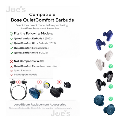 Bose QuietComfort Earbuds Ear Tips (S/M/L) + Genuine Bose USB-C Charger Cable Bundle