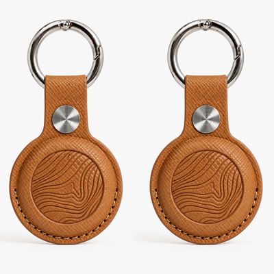 Saffiano Leather AirTag Holder | Mt Baker Topographic Keychain Case for Keys, Bags & Luggage