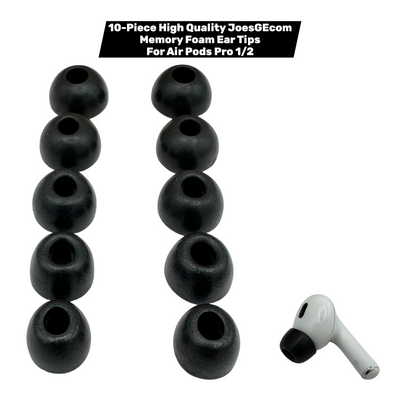 Apple AirPods Pro Memory Foam Ear Tips – 10-Pack (1st & 2nd Gen, XS–XL, Black)