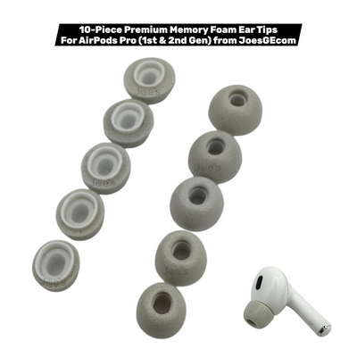 Apple AirPods Pro Memory Foam Ear Tips – 10-Pack (1st & 2nd Gen, XS–XL, White)