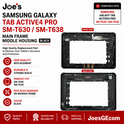 Samsung Galaxy Tab Active4 Pro SM-T630 SM-T638 Main Frame Middle Housing Black OEM Original Replacement Parts