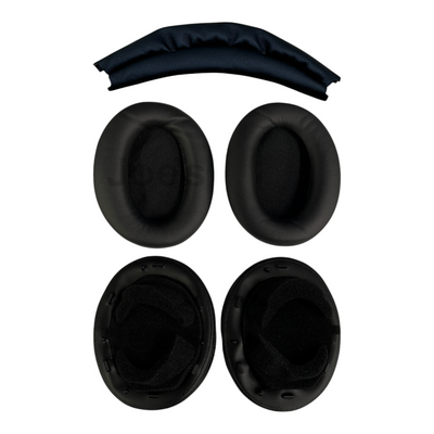 Sony WH-1000XM3 Replacement Headband Leather and Ear Pad Cushions Combo Black Repair Parts Kit