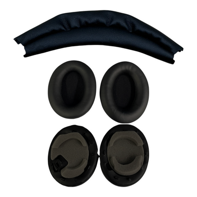 Sony WH-1000XM4 Replacement Headband Leather and Ear Pad Cushions Combo in Black, Blue and Tan