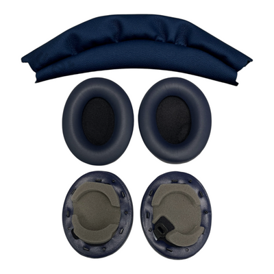 Sony WH-1000XM4 Replacement Headband Leather and Ear Pad Cushions Combo in Black, Blue and Tan