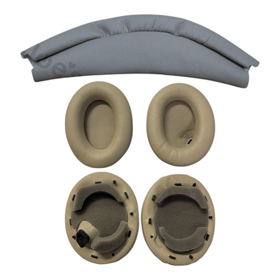 Sony WH-1000XM4 Replacement Headband Leather and Ear Pad Cushions Combo in Black, Blue and Tan