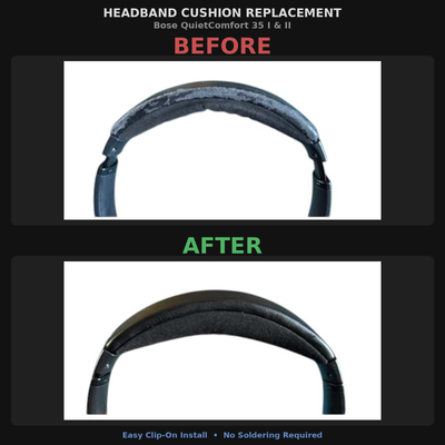 Bose QuietComfort 35 QC35 I II Clip On Replacement Headband Leather Cushion (Easy Install) - Parts