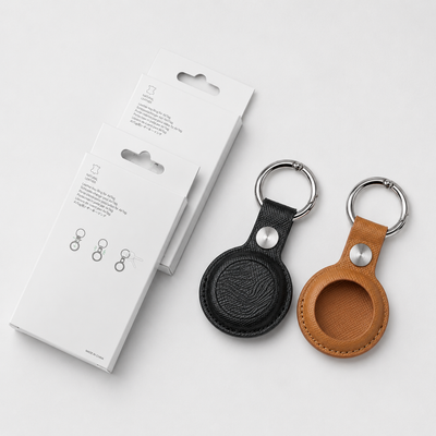 Premium Saffiano Leather Keychain Holder for Apple AirTag