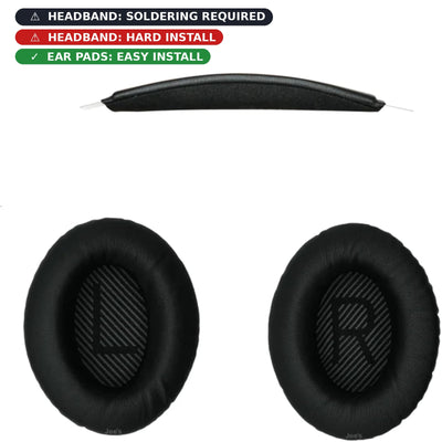 Bose QuietComfort 35 QC35 I II Replacement Headband Leather + Ear Pads Repair Kit (Black) - Parts