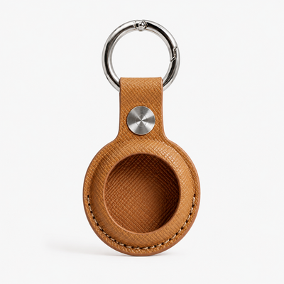 Premium Saffiano Leather Keychain Holder for Apple AirTag