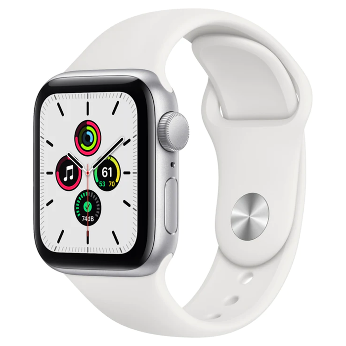 Apple Watch SE (GPS) 40mm Aluminum Case with White Sport Band (Silver) - Refurbished